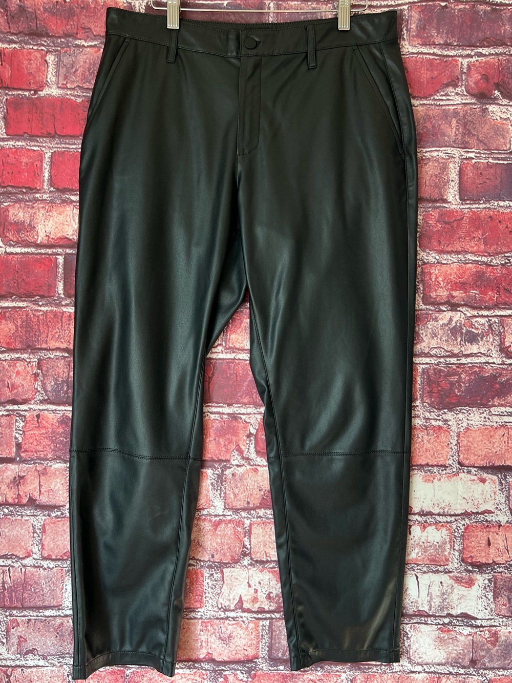 AG Adriano Goldschmied Caden Black Faux Leather Tapered Pants Size 29